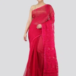 Pinkloom Pink Woven Jamdani Saree-image-99