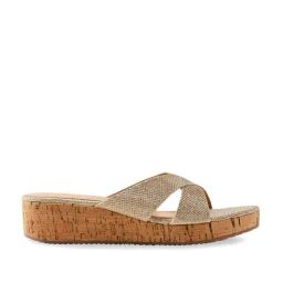 Rocia by Regal Women's Golden Cross Strap Wedges-image-99