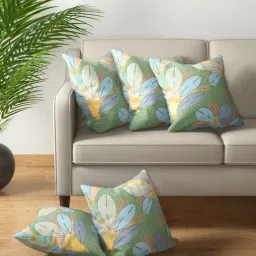 Petal Home Gondi Floral Green Cotton Cushion Cover - Set of 5-picture-19