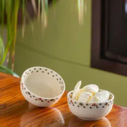 ExclusiveLane Daawat-e-Taj White Ceramic Serving Bowls 580 ml - Set of 2-36