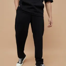 Smileyworld Black Cotton Regular Fit Trackpants-image-12
