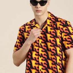 Hancock Yellow Regular Fit Abstract Shirts-picture-9