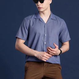 Hancock Blue Relaxed Fit Self Pattern Shirt-picture-37