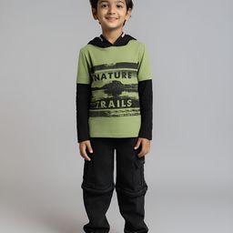 Ed-a-Mamma Boys Printed Hooded Bio Finish Applique T-shirt-image-71