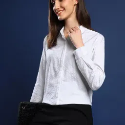 Hancock White Cotton Textured Shirt-image-46