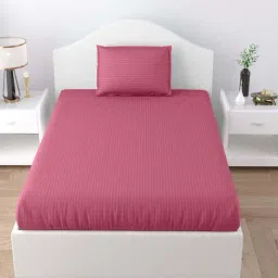 JaipurFabric Rose Pink Poly Cotton 150 TC Single Bedsheet with 1 Pillow Cover-image-52