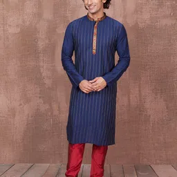 Ethnic India Men Striped Woven Straight Kurta-picture-20