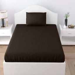 JaipurFabric Dark Brown Poly Cotton 150 TC Single Bedsheet with 1 Pillow Cover-9
