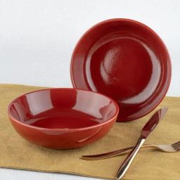 BlackCarrot Red Stoneware Snack Bowl - Set of 2 (750 ml)-image-10