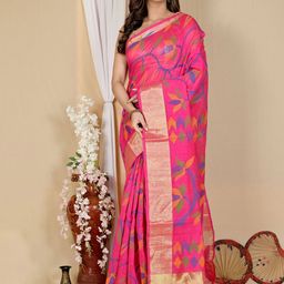 PuJoy Woven Design Zari Taant Saree-image-94