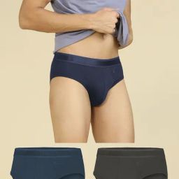 XYXX Blue & Charcoal Cotton Briefs - Pack of 3-image-11