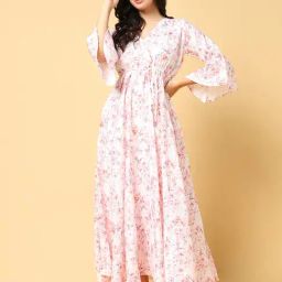 SHOWOFF Peach Floral Print Maxi Dress-image-59