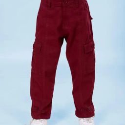 Kiddopanti Boys Maroon Cotton Regular Fit Cargo Pants-image-27