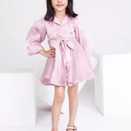 Peppermint Kids Pink Solid Shirt Dress-picture-40
