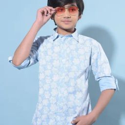 Crimsoune Club Kids Blue Printed Full Sleeves Shirt-image-19