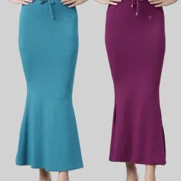 TWIN BIRDS Blue & Purple Plain Saree Shapewear - Pack Of 2-image-69