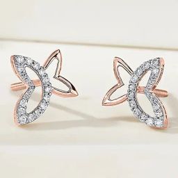 P.N.Gadgil Jewellers Dreamy Wings 18kt Yellow Gold & Diamond Stud Earring For Woman-image-91