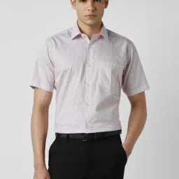 Van Heusen Pink Regular Fit Print Formal Shirt-image-6