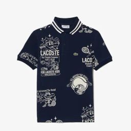 Lacoste Kids Navy Printed Polo T-Shirt-image-12