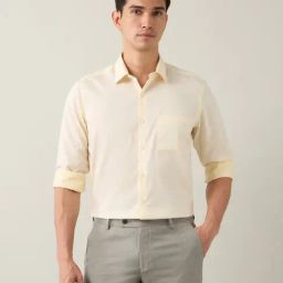 Arrow Yellow Cotton Regular Fit Shirt-image-85