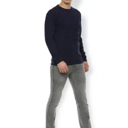 Van Heusen Navy Regular Fit Self Pattern Sweatshirt image 5