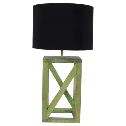 Tucasa SHS-137 Mango Wood Cotton B-22 Table Lamp 22 Inch (Green and Black)-31