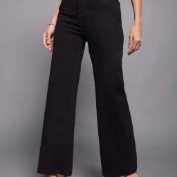 Miss Chase Black Wide Leg High Rise Clean Look Regular Length Stretchable Denim Jeans-image-57