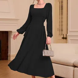 HERE&NOW Women Solid Midi Dress-image-78