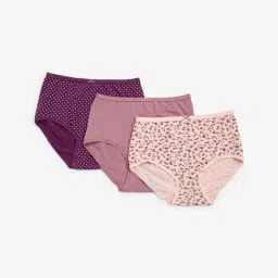 Wunderlove by Westside Mauve Printed Cotton-Blend Briefs - Pack of 3-58