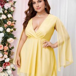 KPOP Women V-Neck Solid Fit and Flare Dress-picture-34