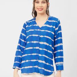 Moomaya Blue Printed Shirt-image-11