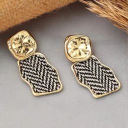 Sohi Gold Plated Party Designer Stone Drop Earrings-12