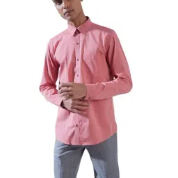 Turtle Rose Pink Cotton Slim Fit Shirt-image-46