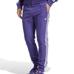 Adidas Purple Slim Fit Striped Sports Joggers-image-9