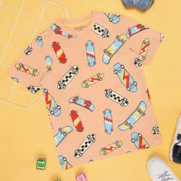 Pantaloons Junior Peach Cotton Printed T-Shirt-picture-32