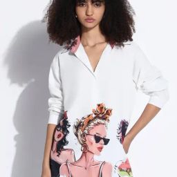 Showoff White Cotton Relaxed Fit Printed Shirt-image-64
