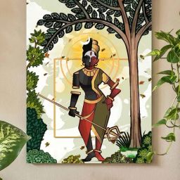 Art Street Engineered Wood Adishakti Shiva And Parvati Under Tree Stretched Canvas Painting-0