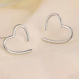 SUBHAGALANKAR Silver-Plated Heart Shaped Studs-49