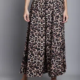 Valles365 by S.C. Women Animal Printed Flared Crepe Palazzos-picture-36