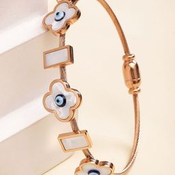 Bohey by KARATCART Women Cubic Zirconia Rose Gold-Plated Bangle-Style Bracelet-image-41