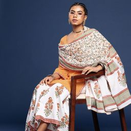 Taavi Floral Printed Thread Work Pure Cotton Sanganeri Folk Kurta with Sharara & Dupatta-30