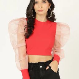 Prettify Red Regular Fit Crop Top-2