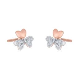 P.N.Gadgil Jewellers Triple Petal 18kt Rose Gold & Diamond Stud Earring For Woman-picture-3