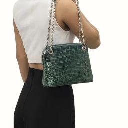 Hidesign EOSS SS 24 Green Textured Medium Shoulder Handbag-picture-12