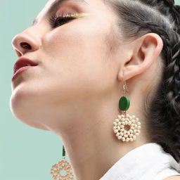 Sohi Gold Plated Party Designer Stone Drop Earrings image 2