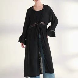 Showoff Black Cotton Regular Fit Shrug-31