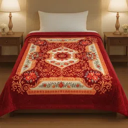 Signature Red & Yellow Floral Mild Winter Single Bed Blanket-picture-6