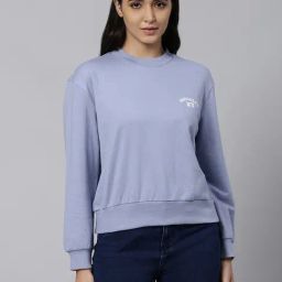 High Star Blue Cotton Graphic Print Sweatshirt-image-92