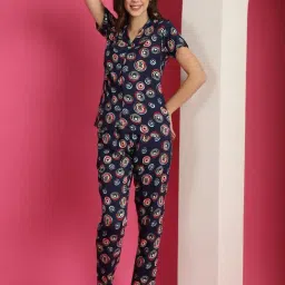 Boston Club Navy Printed Top With Lounge Pants-picture-15