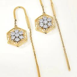 P.N.Gadgil Jewellers Lush Blossom 18kt Yellow Gold & Diamond Sui Dhaga Earring For Woman-image-78